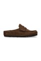 Birkenstock klapki zamszowe Naples bez obcasa brązowy 1031701