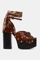 Kurt Geiger London sandały skórzane Butterfly Platform Sdl 5596931109 brązowy SS26