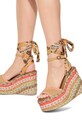 Kurt Geiger London sandały na wysokim obcasie Chelsea Scarf Wedge 5597294209 brązowy