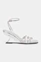 Souliers Martinez sandały na koturnie skórzane EDEN EDEN.SILVER srebrny SS26