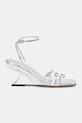 Souliers Martinez sandały na koturnie skórzane EDEN EDEN.SILVER srebrny SS26