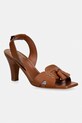 Pollini sandály na vysokém podpatku kožené hnědá PA16137C0OPB0200
