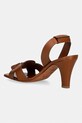 Boty Pollini sandály na vysokém podpatku kožené PA16137C0OPB0200 hnědá