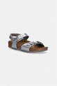 Birkenstock sandały dziecięce skórzane Rio AS Kids Flowers srebrny 1031702.28.35