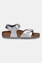 Birkenstock sandali per bambini in pelle Rio AS Kids Flowers 1031702.36.39 argento SS26