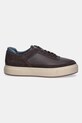 Calvin Klein sneakersy skórzane BASKET CUPSOLE LACEUP LTH-NU YM0YM01354 brązowy SS26