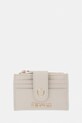 Blauer portfel damski z imitacji skóry beżowy DIN01