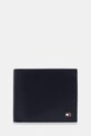 Kožená peňaženka Tommy Hilfiger usňová koža tmavomodrá AM0AM13978