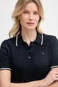Lacoste polo swetrowe z bawełną damskie granatowy AF0972