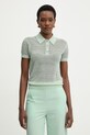 Patrizia Pepe polo swetrowe damskie lniane zielony 2K0376.K336