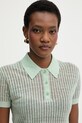 Patrizia Pepe polo swetrowe damskie lniane zielony 2K0376.K336