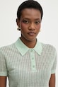 Patrizia Pepe polo swetrowe damskie lniane zielony 2K0376.K336