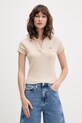 Tommy Jeans polo damskie bawełniane z elastanem beżowy DW0DW22326