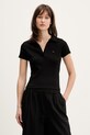 Tommy Jeans polo damskie bawełniane z elastanem czarny DW0DW22326