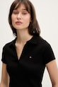 Tommy Jeans polo damskie bawełniane z elastanem czarny DW0DW22326