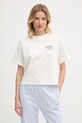 Odzież Lacoste T-shirt damski bawełniany TF0585 beżowy