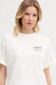 Lacoste T-shirt damski bawełniany beżowy TF0585