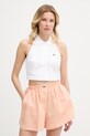 Lacoste crop top pentru femei, din bumbac cu elastan alb PF3123