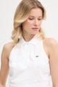 Lacoste crop top pentru femei, din bumbac cu elastan alb PF3123