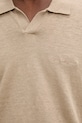 Les Deux polo męskie z lnem Emmanuel 1001298 brązowy