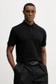 Памучна тениска с яка BOSS C-Parris 98 вталена черен 50555300