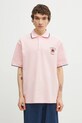 Bavlněné polo tričko Drôle de Monsieur Polo Piqué Slogan Rose regular růžová J.PL161.CO264.LPI