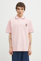 Bavlněné polo tričko Drôle de Monsieur Polo Piqué Slogan Rose regular růžová J.PL161.CO264.LPI