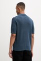 Oblečenie Calvin Klein úpletové polo tričko pánske s prímesou ľanu LV04LF313G tmavomodrá