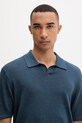 Calvin Klein úpletové polo tričko pánske s prímesou ľanu tmavomodrá LV04LF313G