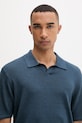 Calvin Klein pletena polo majica za muškarce s dodatkom lana mornarsko plava LV04LF313G