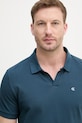 Calvin Klein Jeans polo męskie bawełniane turkusowy LV04RF215G