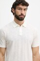 United Colors of Benetton úpletové polo tričko pánske s prímesou ľanu béžová 1DC3U301T