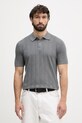 United Colors of Benetton πλεκτό μπλουζάκι πόλο ανδρικό με πρόσμιξη λινού γκρί 1DC3U301T