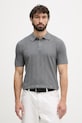 United Colors of Benetton πλεκτό μπλουζάκι πόλο ανδρικό με πρόσμιξη λινού γκρί 1DC3U301T