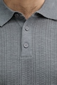 United Colors of Benetton πλεκτό μπλουζάκι πόλο ανδρικό με πρόσμιξη λινού 1DC3U301T γκρί