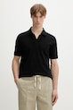 Marc O'Polo polo męskie z dodatkiem lnu czarny 5000012676