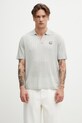 Maison Kitsuné polo męskie z lnem szary QM00203KT1198