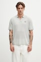 Maison Kitsuné polo męskie z lnem szary QM00203KT1198