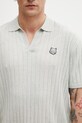 Maison Kitsuné polo męskie z lnem szary QM00203KT1198