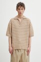 Maison Kitsuné Basket Weave polo ażurowe męskie brązowy QM00210KT1204