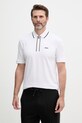 BOSS Green polo tričko pánske bavlnené s elastanom biela 50555698