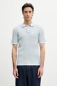 Filling Pieces Fine Knit polo bawełniane męskie niebieski 412670500302.294