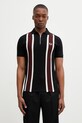 Памучна тениска с яка Fred Perry вталена черен M2420