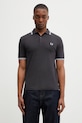 Fred Perry polo bawełniane gładkie szary M3600.09B