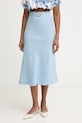 Pinko φούστα με λινό μπλε 106535.A34G
