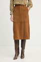 Suknja od brušene kože Marella ZEUS bez uzorka smeđa 2613401024200
