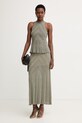 Twinset sukňa s ľanom 261TT3211 zelená SS26