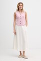 Tommy Hilfiger sukňa s ľanom WW0WW48966 béžová SS26