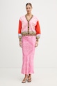 Never Fully Dressed spódnica z wiskozy NFDSK788 różowy SS26