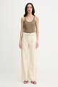 Liu Jo Spodnie wide leg damskie lniane UA6084.T346A beżowy SS26